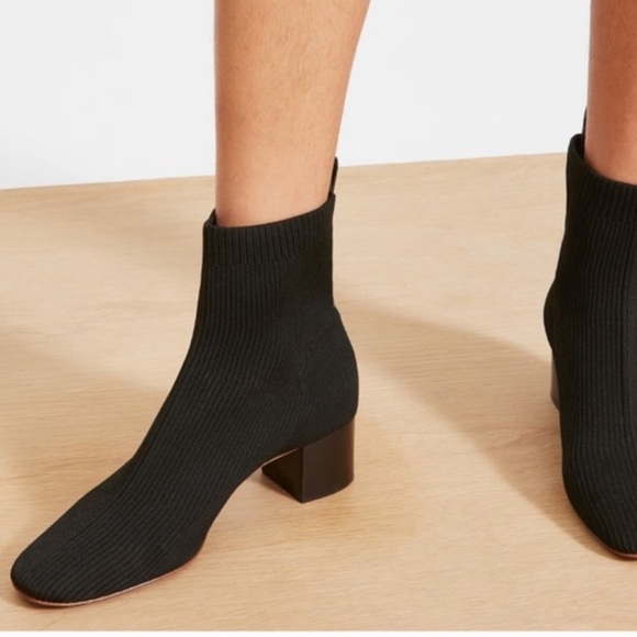 EVERLANE THE GLOVE BOOT BLACK RE-KNIT SOCK ANKLE BOOTS SIZE 7 - Picture 2 of 16